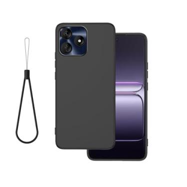 Imagem de DAMONDY Capa para celular BLU G64L com cordão de silicone, capa à prova de choque, capa protetora fina de borracha TPU macia para BLU G64L - preta