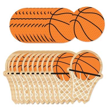 Imagem de Big Dot of Happiness Nothin But Net - Cortes de festa em formato de Basquete DIY - 24 unidades