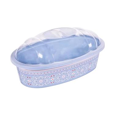 Imagem de Porta Pão Vasilha Plástica C/ Tampa Plasútil Mandala - Azul