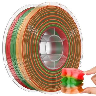 Imagem de Haosegd Filamento TPU de 1,75 mm, filamento de impressora 3D flexível TPU macio 95A amarelo verde vermelho gradiente 1 kg (2,2 lbs), precisão dimensional +/- 0,05 mm, serve para a maioria das