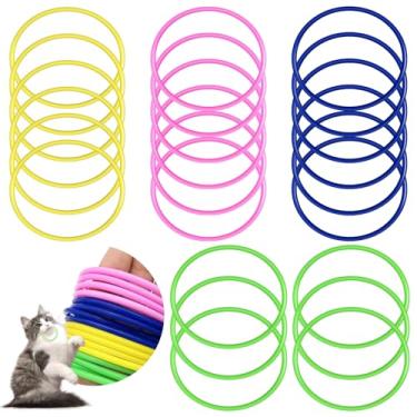 Imagem de AKAIXI Brinquedos para gatos, 24 peças, brinquedo de mastigar gatos de borracha, brinquedos interativos para gatos para matar o tempo, pulseiras coloridas para gatos (pulseiras de gelatina)