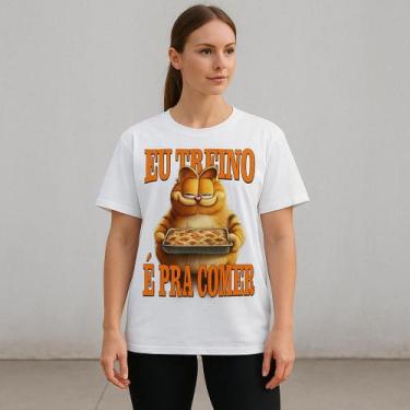 Imagem de Camiseta Feminina Garfield Eu Treino É Pra Comer Fitness Academia Maro
