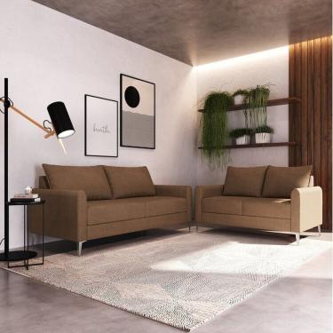 Imagem de Conjunto Sofá 2 e 3 Lugares Bipartido Davos Marrom