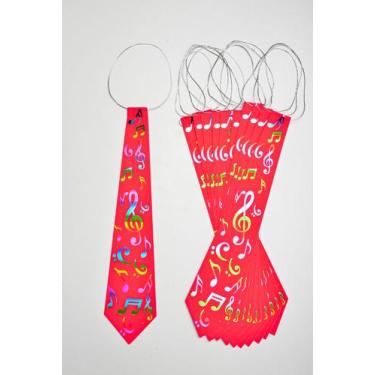 Imagem de Gravata Musical Pacote Com 12 - Festas e Fantasias, Laranja neon