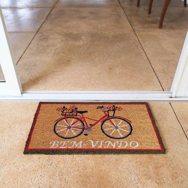 Imagem de Capacho Retangular Fibra De Coco Base PVC 60x33cm - Komeco - Bicicleta