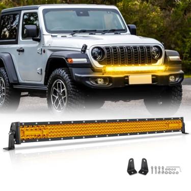 Imagem de Barra de luzes LED âmbar de 76 cm, Niking Auto 230 W, combinação de inundação de pontos de quatro fileiras, luz de trabalho para dirigir, super brilhante, off-road, grade, luz à prova d'água, luzes de