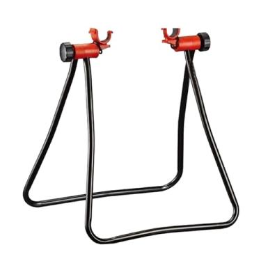 Imagem de IEUDNS Suporte de bicicleta com botão de ajuste de ferro, suporte de chão triangular, vertical para quintal, garagem, galpão, área externa