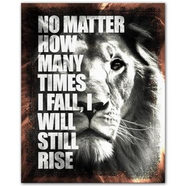 Imagem de ZUKIY Citação motivacional de resiliência do leão - Pôster de arte de parede de animal inspirador - Impressão motivacional sem moldura 20 x 25 para escritório, academia ou casa - decoração em preto e