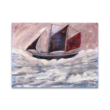 Imagem de RYLJCZ Reproduções de pintura famosas de Alfred Wallis - (barco) impressões em tela - pinturas de arte de parede para decoração de sala de estar 50 x 70 cm (19,7 x 27,5 pol) sem moldura