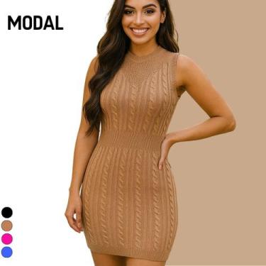 Imagem de Vestido Midi Tricot Modal Premium Trança - Vitrine Collection, Nude, U