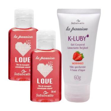 Imagem de 2 Óleo para Massagem Love Hot Morango + K-LUBY Gel Lubrificante Íntimo