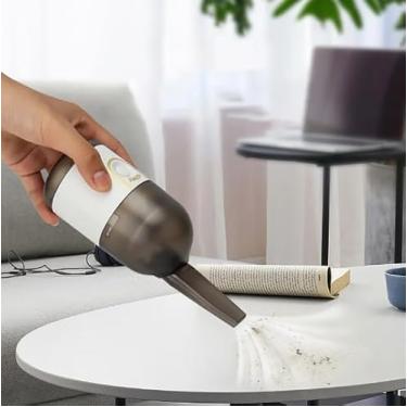 Imagem de Mini Aspirador de Pó Portátil USB Recarregável – Compacto, Silencioso, com Extensor e Bocal para Limpeza de Teclados e Pequenos Eletrônicos (Branco)