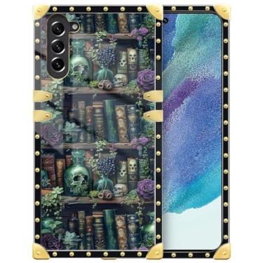 Imagem de DAIZAG Capa compatível com Samsung Galaxy S23 Plus, placa de xadrez de flor de crânio, decoração dourada, capa protetora de TPU macio, antiarranhões para Samsung Galaxy S23 Plus