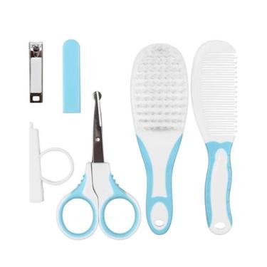 Imagem de Kit Cuidados Higiêne do Bebê 4 itens Pente, Tesoura com ponta arredond