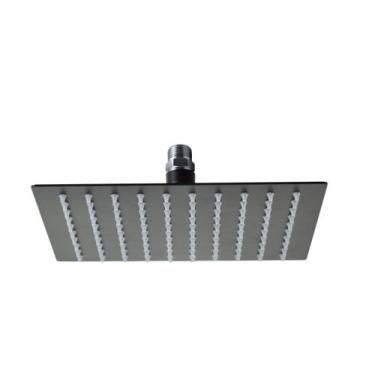 Imagem de Ducha Black Matte 20x20 Inox 304 Com Niple Suporte De Teto - AMG Metai