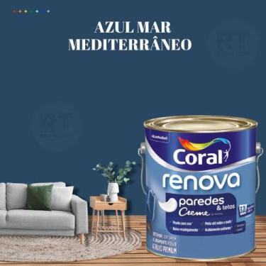 Imagem de Tinta Para Parede Acrílica Coral Renova Cor Azul 3,2l Lavável Premium 