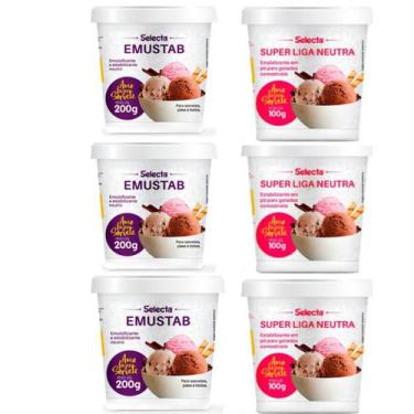 Imagem de Emulsificante Emustab E Super Liga Neutra Sorvetes Kit 6 Potes Selecta