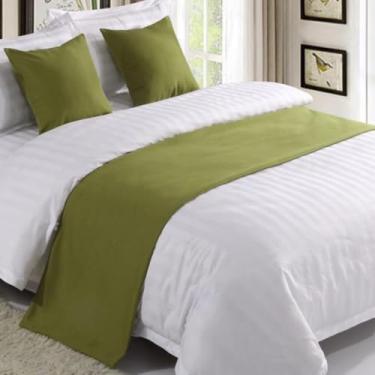 Imagem de Cachecol de corredor de cama de hotel, colchas de cor sólida, cobertas, lenços, protetor de lenços, capa protetora para quarto, hotel, decoração, Queen King, toalha de cama - verde-3||50 x 260 cm para