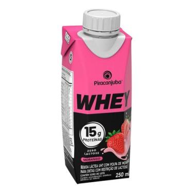 Imagem de Kit c/ 6 Whey Piracanjuba 15g Sabor Morango Zero Lactose
