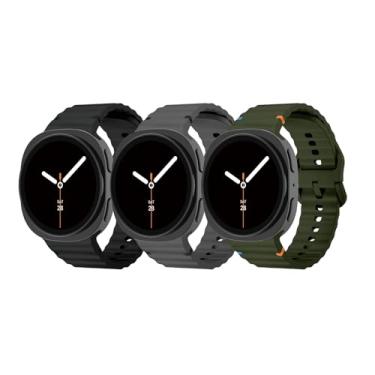 Imagem de Pulseira esportiva para Samsung Galaxy Watch 8 de 40 mm e 44 mm/8 Classic 46 mm para homens e mulheres, pulseira de substituição de silicone macio para Samsung Galaxy Watch 8 Classic de 46 mm/8 de 44