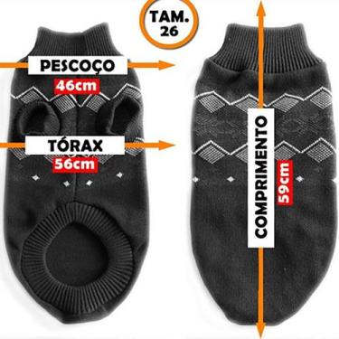 Imagem de Roupa para Pet Jacquard Grande Porte - Kowak, Cinza-Escuro, M