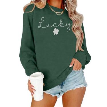 Imagem de Camisola VVNTY St. Patrick's Day bordada Lucky Women