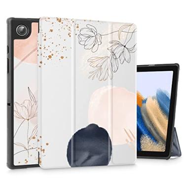 Imagem de Tuiklol Capa para Galaxy Tab A8, capa para tablet Samsung de 10,5 polegadas 2022 fina TPU capa traseira rígida com suporte embutido com três dobras, capa auto onda/hibernação, modelo