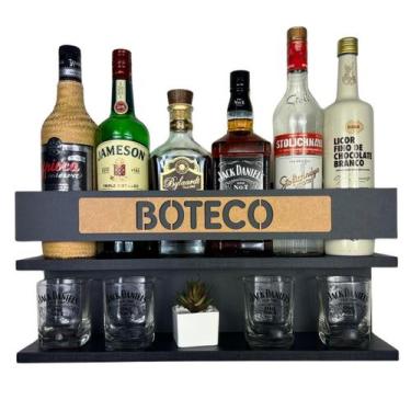 Imagem de Barzinho de Parede para Decoração Tema Boteco medidas 54x26 cor Preto 
