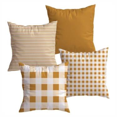 Imagem de Almofada Xadrez com kit 4 coloridas - Decorando e Grudando, Amarelo