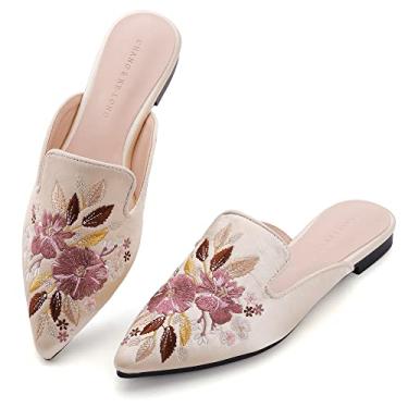 Imagem de Danglianying Sapato social feminino de salto baixo, salto baixo, bico fechado, strass, bico fino, costas brilhantes, festa de casamento, Amarelo, 37