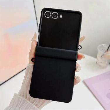 Imagem de Capa protetora de luxo com cor fosca e dobradiça rígida para Samsung Galaxy Z Flip 6, 5, 4 e 3, cor gradiente, preta, para Samsung Galaxy Z Flip6