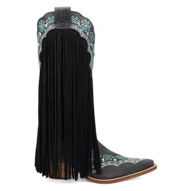 Imagem de Dingo Bota feminina Tequila Fringe Southwest Sunrise Snip Toe Western Boot, Preto, 35