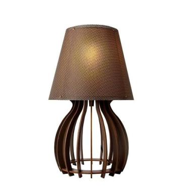 Imagem de Abajur Luminária Mesa Madeira Mdf Sala 35x27 mesa de cabeceira - MADEI