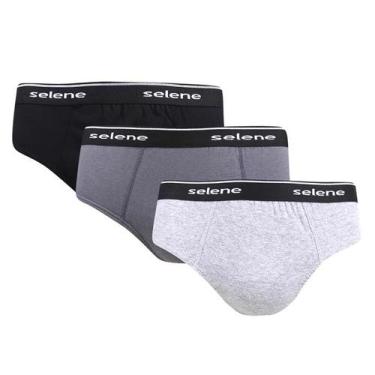 Imagem de Cueca Masculina Slip Selene Kit com 3 Unidades Algodão 11900, EG, Pret