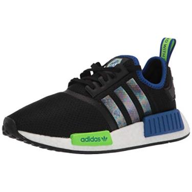 Imagem de adidas Originals Tênis infantil unissex NMD_r1, Preto/Cor fornecedor/Verde solar, 4.5 Big Kid