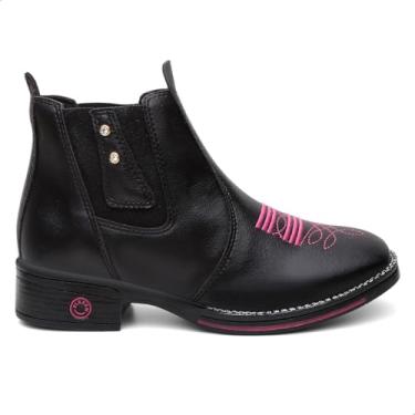 Imagem de bota Botina feminina texana Country Leve Confortável Com Zíper ou Elástico (Preto Elástico, Padrão, BR, Adulto, Numérico, 39)