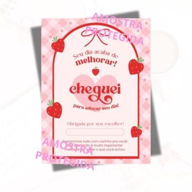 Imagem de 108 Unidades Cartão de Agradecimento para Clientes, 6,5x8,5cm Design Fofo Morango do Amor Seu dia Acaba de Melhorar Tag Papel Glossy 180gr Impressão Frente