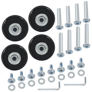 Imagem de Cionyce Rodas de substituição de bagagem de 45 x 18 mm - Rodízio giratório de borracha com rolamentos de esferas para reparo de malas, kit de substituição de roda de viagem resistente (pacote com 4)