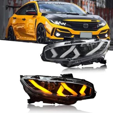 Imagem de T T-ABC Nova lâmpada frontal compatível com Honda Civic 2006-2026 8º 9º 10º 11º acessórios substituição personalizada (16-21 todos os acabamentos H1C Lambo)