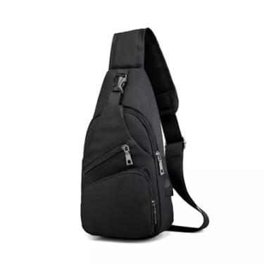 Imagem de Bolsa Mochila De Peito Tiracolo Pochete Bolsa Impermeável Transversal Masculina(preto)