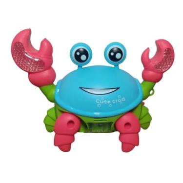 Imagem de Brinquedo Caranguejo Musical Som Luz Movimentos Cute Crab Colorido com Corda para Puxar