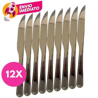 Imagem de Kit Faca Mesa Refeição Jogo Talher Jantar Churrasco Inox Premium Cozin