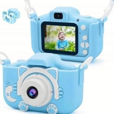 Imagem de Câmera Digital Infantil Recarregável Portátil com Jogos e Vídeo HD (Azul)
