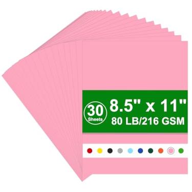 Imagem de Cartolina 8,5 x 11, 216gsm capa cartolina rosa, 36 kg, cartolina pesada para impressora, álbum de recortes, Natal (cartolina rosa, 30 folhas)