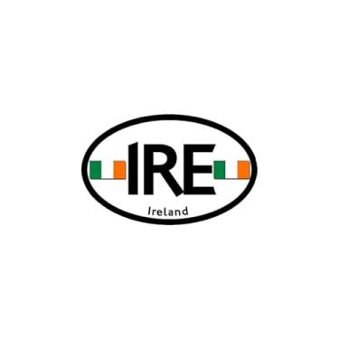 Imagem de PrimeBazar Adesivo Euro Oval IRE IRE Ireland – Decalque com bandeira irlandesa verde branco e laranja | Adesivo de vinil impermeável de 7,6 x 12,7 cm para carro, caminhão, SUV, laptop, cooler e