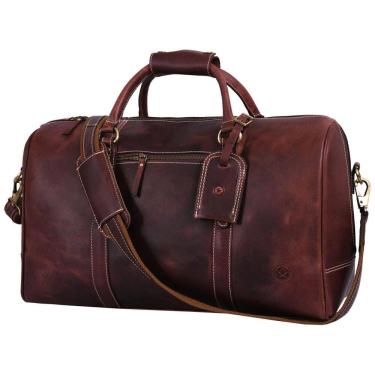 Imagem de Bolsa de Viagem Masculina Clássica de Couro, AARON LEATHER GOODS VENDIMIA ESTILO, Marrom