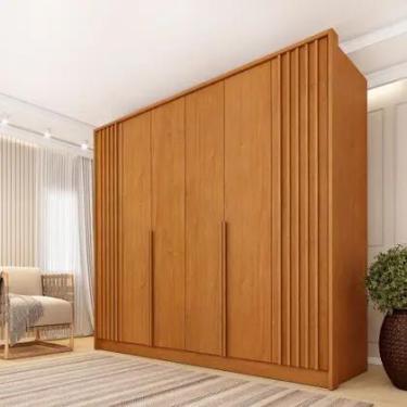 Imagem de Guarda Roupa Casal Ripado 6 Portas Guarani Tcil Cor Cinamomo - MOVEIS 