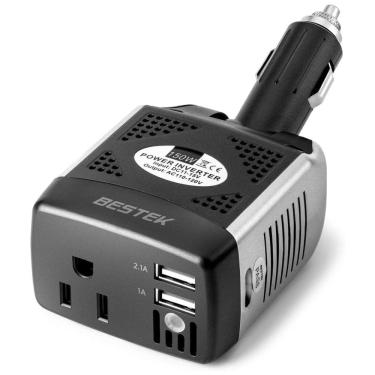 Imagem de Inversor de Potência 150W 12V para 2 Portas USB 3.1A Alta Velocidade e AC, 110v, BESTEK MRI1511C, Preto