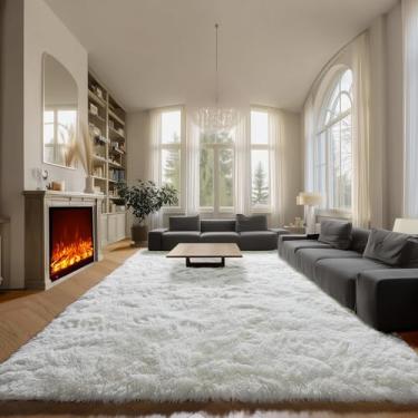 Imagem de ONASAR Tapetes brancos creme, 22 x 30,5 cm, sala de estar, marfim grande, felpudo, macio, macio, grosso, grande, tapete para crianças, meninos, meninas, adolescentes, berçário, decoração de casa