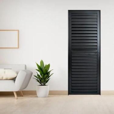 Imagem de Porta Vestiário Alumínio Palheta Preta 170x90 Com Fechadura - Fort Por